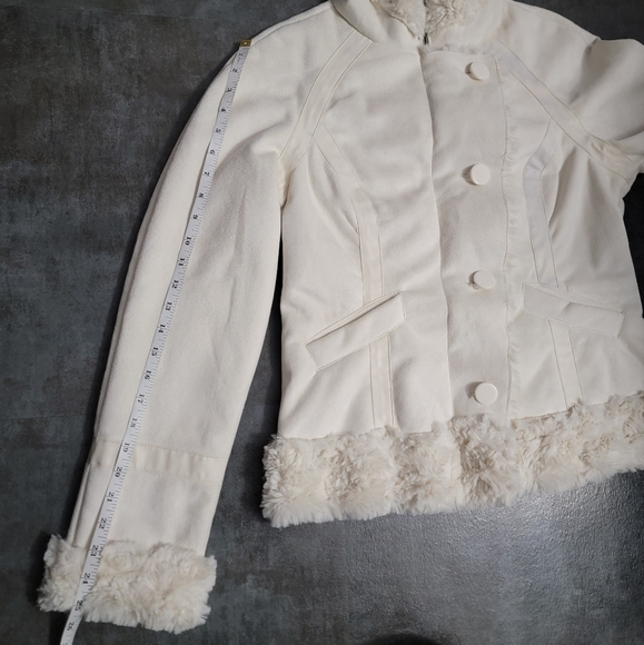 Guess Jeans Cream Sherpa Lined Hooded Jacket Women's Size Large - Picture 9 of 13